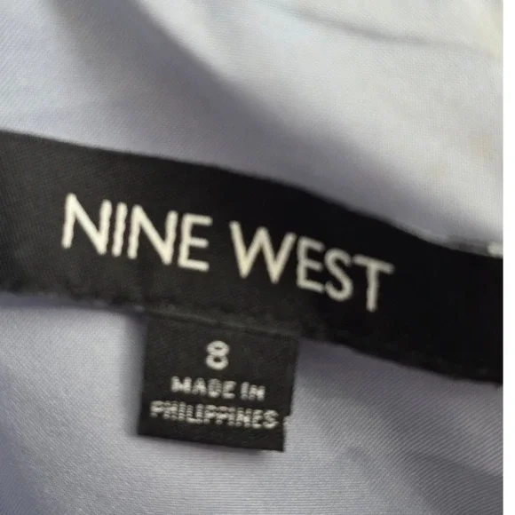 Nine West Floral Sleeveless Sheath Dress Size 8 Blue Grey Pink Purple Pockets - Picture 3 of 10